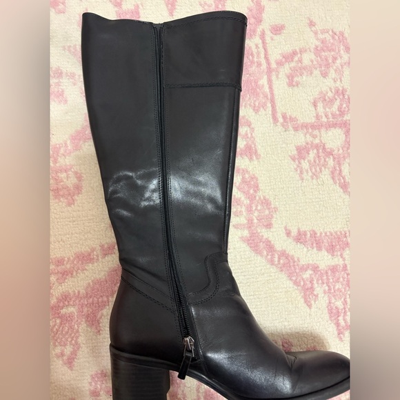 Franco Sarto Black Leather Knee-High Heeled Boots Women’s Size 8 - Picture 9 of 12